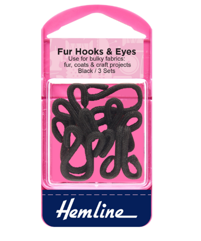 Fur Hooks and Eyes: Black: Size 3