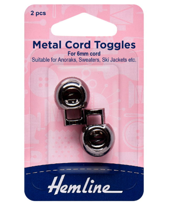 Adjustable Cord Toggles: 6mm: Gunmetal Grey
