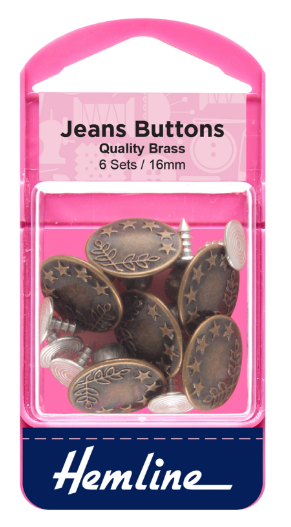 Jeans Buttons: 16mm: Bronze: 6 Sets