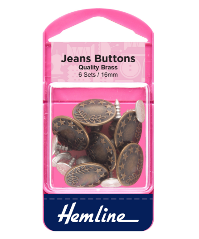 Jeans Buttons: 16mm: Bronze: 6 Sets