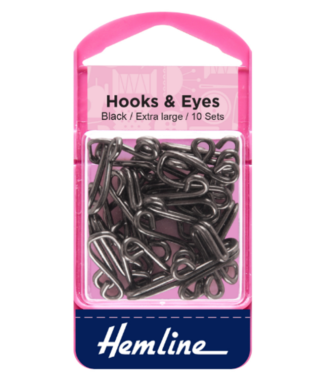 Hooks and Eyes: Black: Size 9