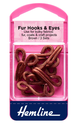 Fur Hooks and Eyes: Brown: Size 3