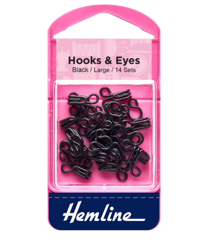 Hooks and Eyes: Black: Size 3