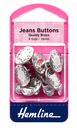 Jeans Buttons: 16mm: Nickel: 6 Sets