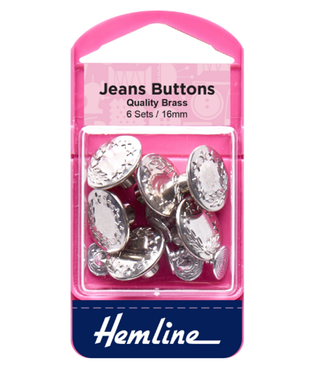 Jeans Buttons: 16mm: Nickel: 6 Sets