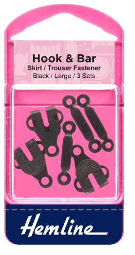 Hook and Bar: Large: Black: Pack of 3