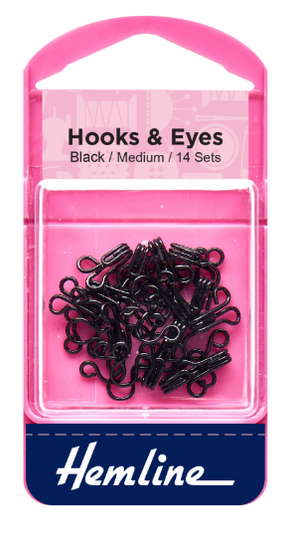 Hooks and Eyes: Black: Size 2