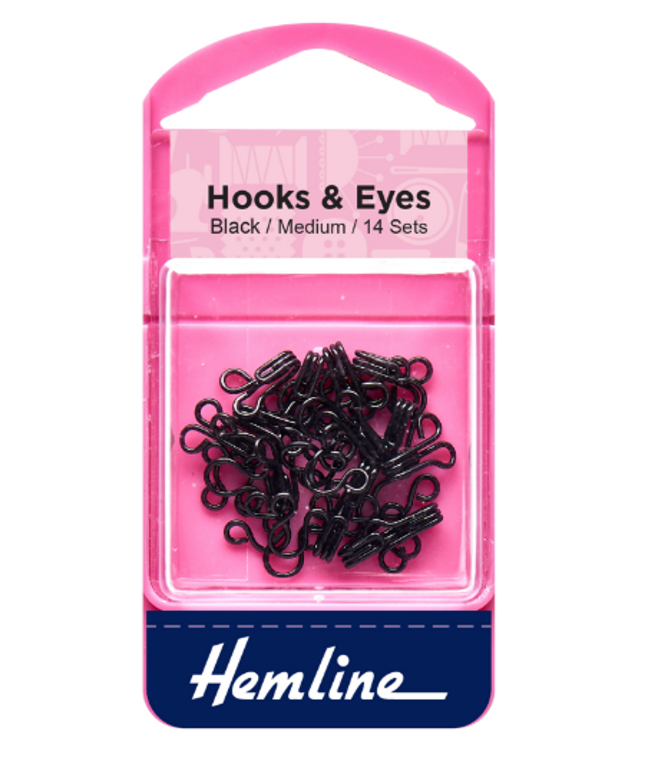 Hooks and Eyes: Black: Size 2