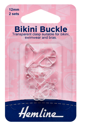 Bikini Buckles: 12mm: Clear: 2 Sets