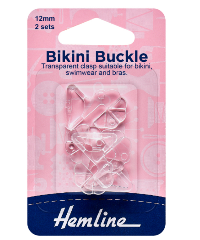 Bikini Buckles: 12mm: Clear: 2 Sets