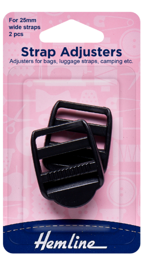 Strap Adjustable Buckle: 25mm: Black: 2 Pieces