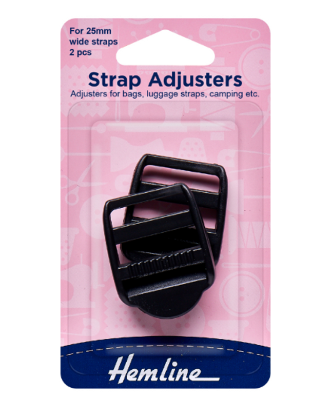 Strap Adjustable Buckle: 25mm: Black: 2 Pieces