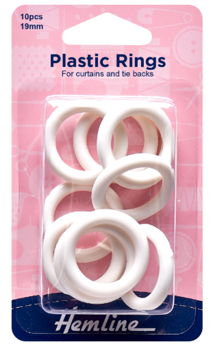 Plastic Curtain Rings: White - 19mm - 10pcs