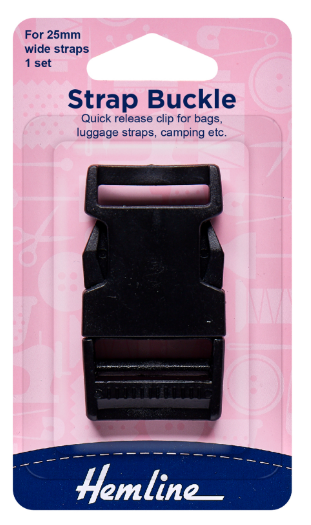 Strap Buckle: 25mm: Black: 1 Piece