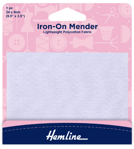 Iron-On Mender: Polycotton: White - 24 x 9cm: 1 Piece
