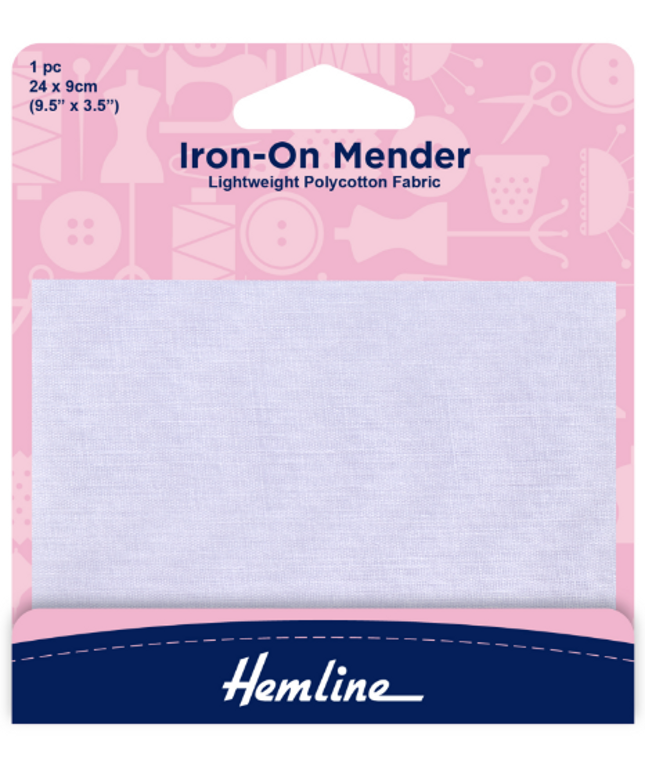 Iron-On Mender: Polycotton: White - 24 x 9cm: 1 Piece