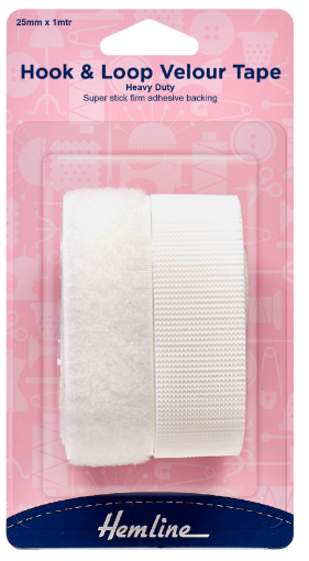 Hook & Loop Tape: Stick-On: Heavy Duty: 1m x 25mm: White