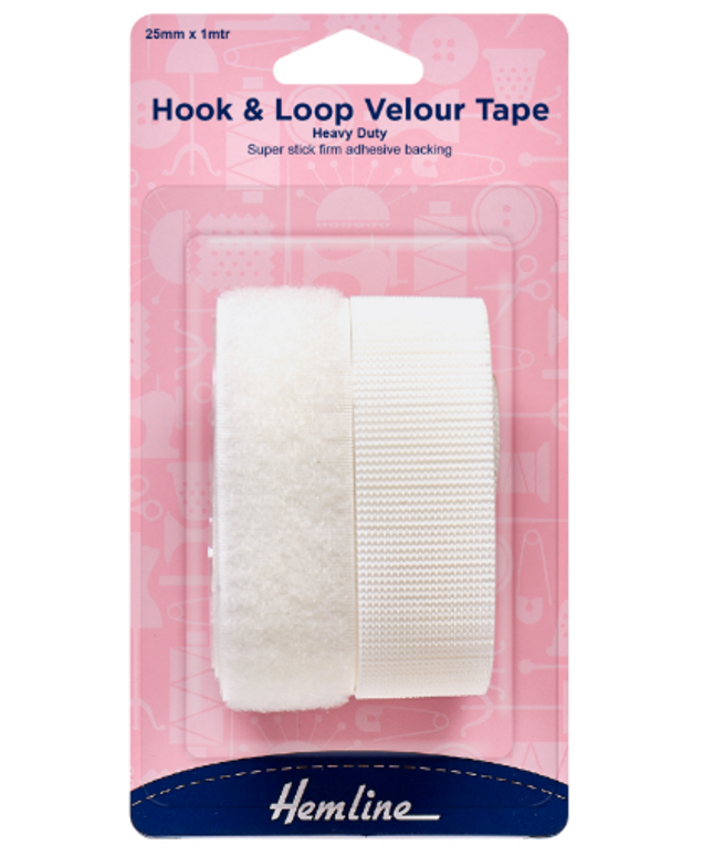 Hook & Loop Tape: Stick-On: Heavy Duty: 1m x 25mm: White