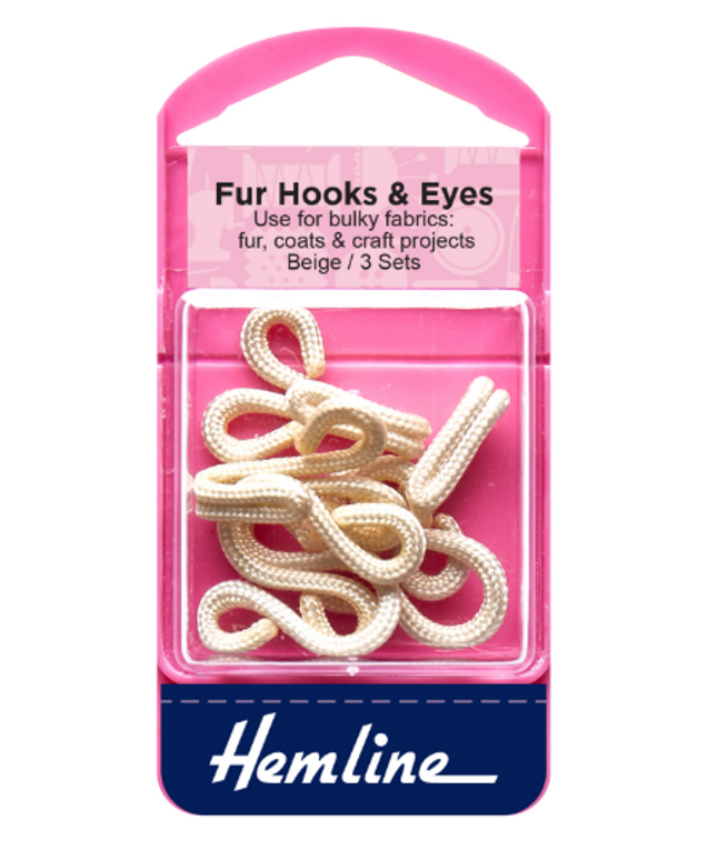 Fur Hooks and Eyes: Beige: Size 3