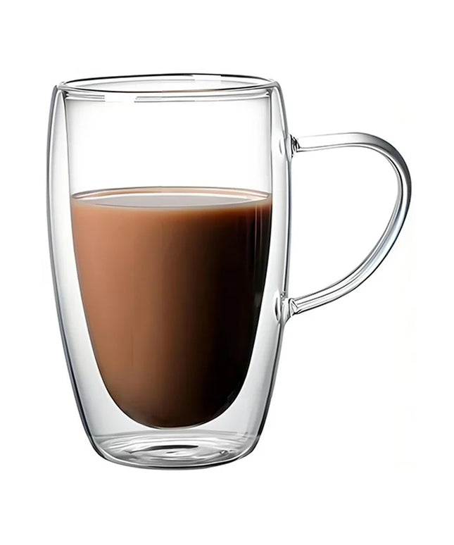 Double-Walled Glass Mug with Handle – 450ml
