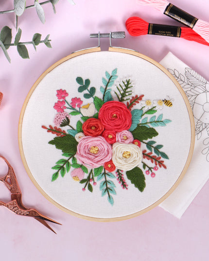 Embroidery Kit with Hoop: Rose