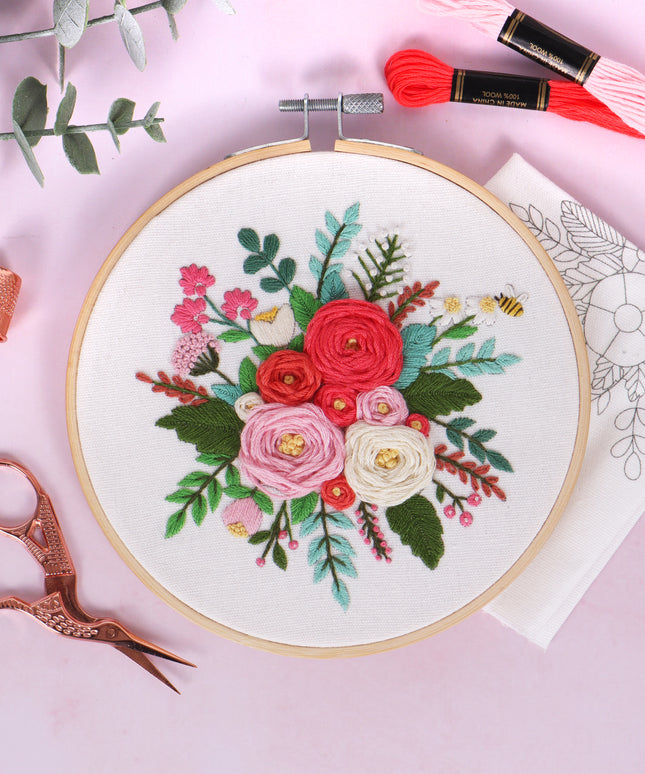 Embroidery Kit with Hoop: Rose