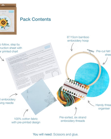 Embroidery Kit with Hoop: Sunflower