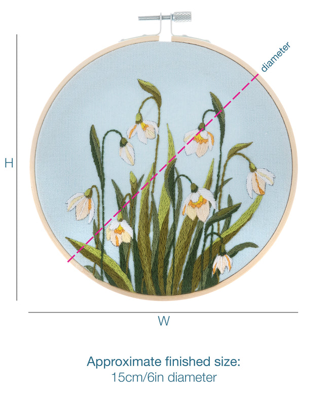 Embroidery Kit with Hoop: Snowdrops