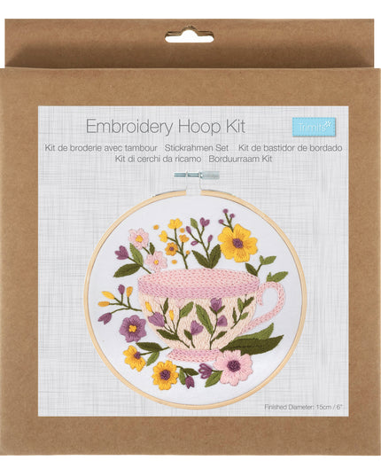 Embroidery Kit with Hoop: Tea Cup