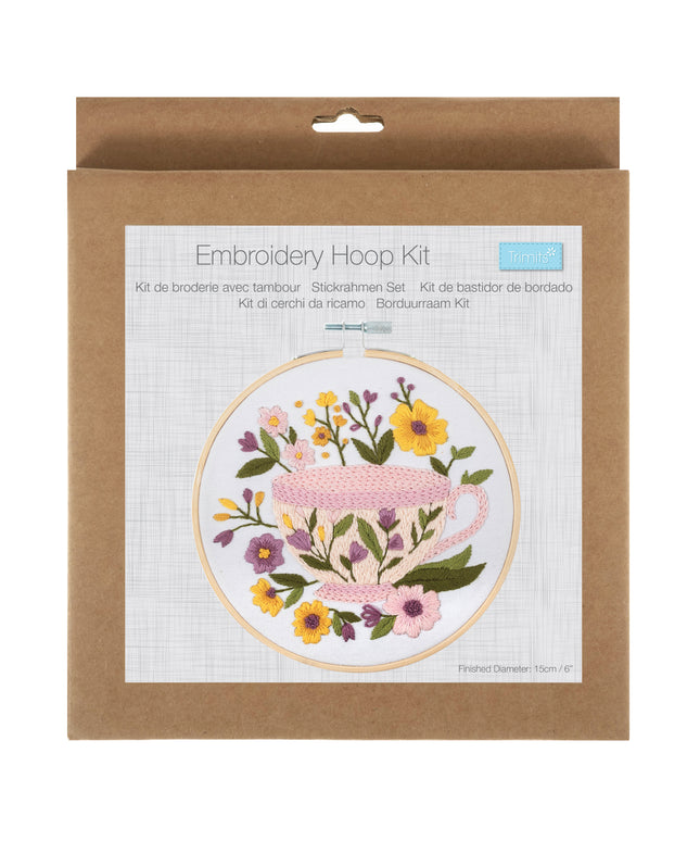 Embroidery Kit with Hoop: Tea Cup