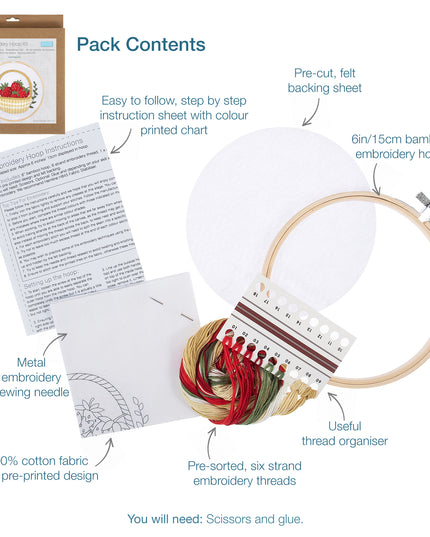 Embroidery Kit with Hoop: Strawberries