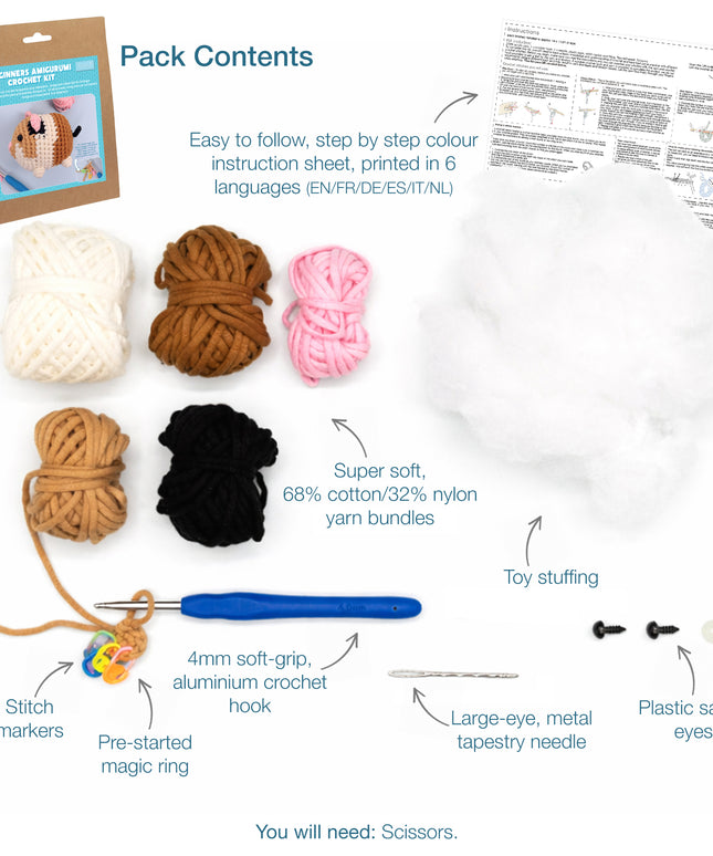 Crochet Kit: Beginners: Amigurumi: Guinea Pig