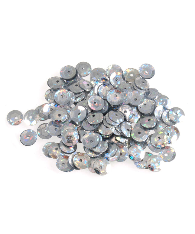Sequins: Cup Holographic: 6mm: Silver