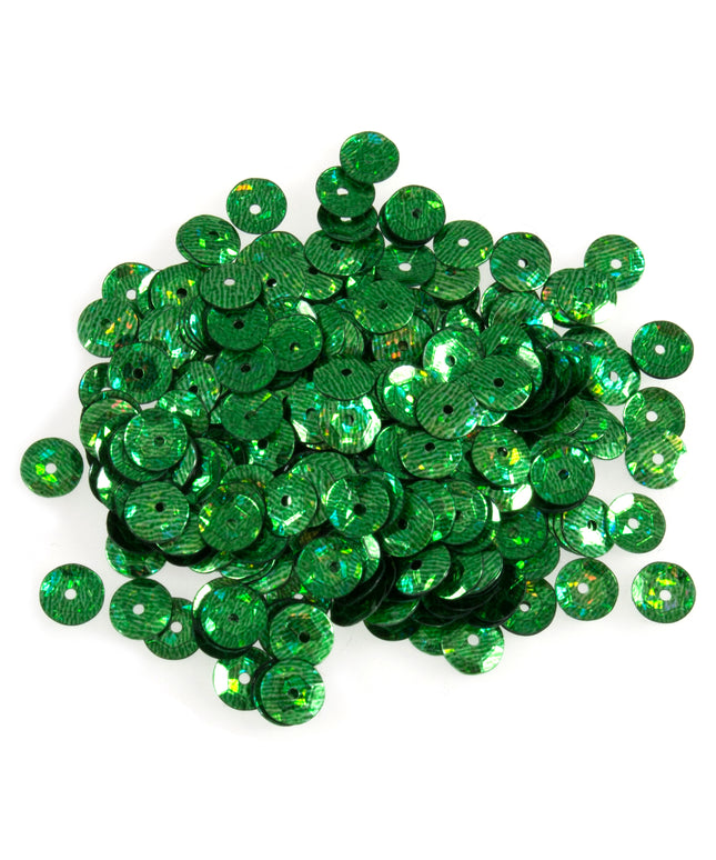 Sequins: Cup Holographic: 6mm: Green
