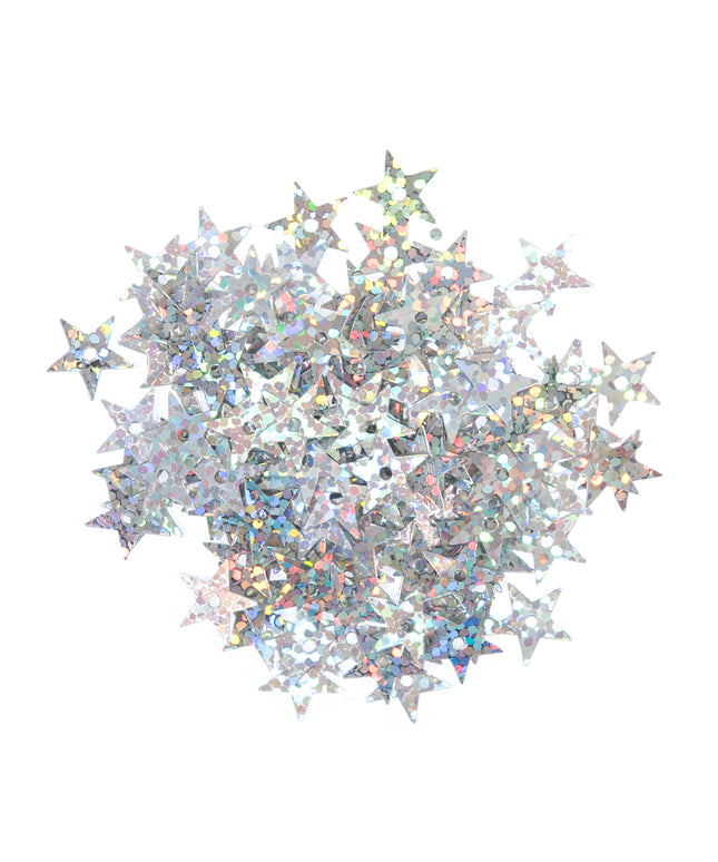 Sequins: Holographic Stars: 10mm: Silver
