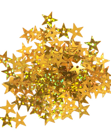 Sequins: Holographic Stars: 10mm: Gold