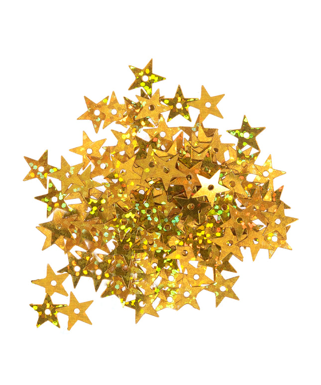 Sequins: Holographic Stars: 10mm: Gold