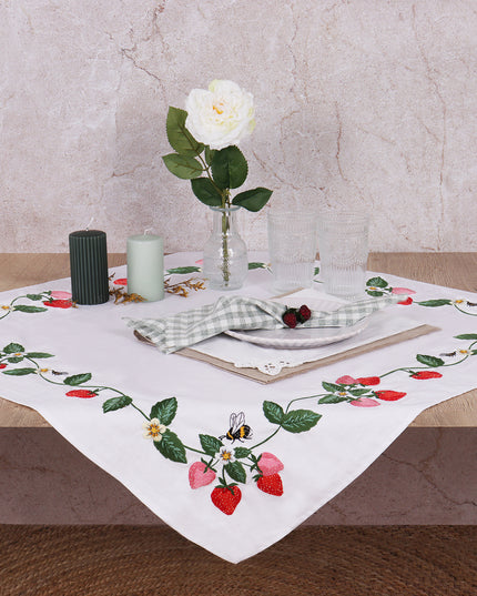 Embroidery Kit: Tablecloth: Strawberries