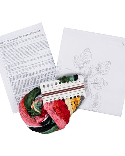 Embroidery Kit: Tablecloth: Strawberries