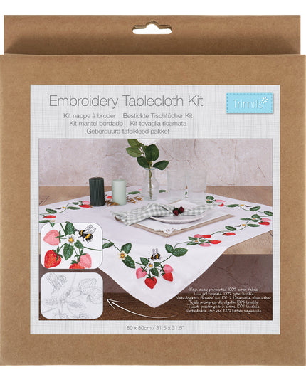 Embroidery Kit: Tablecloth: Strawberries
