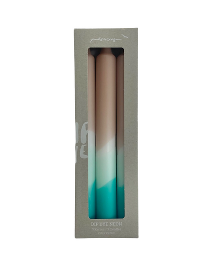 Dip Dye Neon Taper/Dinner Candles Set of 3 Blush White Teal 210x21mm