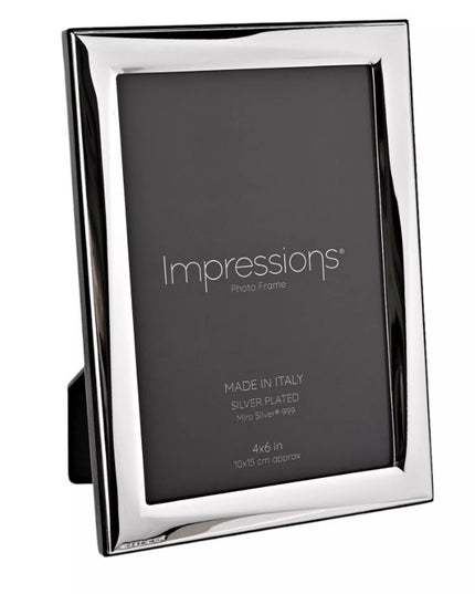 Impressions 999 Silver Narrow Twist Photo Frame 4" x 6" Wood Back Made In Italy