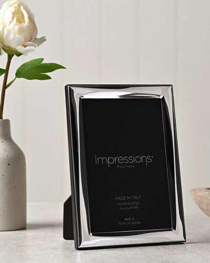 Impressions 999 Silver Narrow Twist Photo Frame 4" x 6" Wood Back Made In Italy
