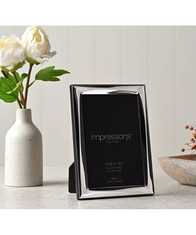 Impressions 999 Silver Narrow Twist Photo Frame 4" x 6" Wood Back Made In Italy