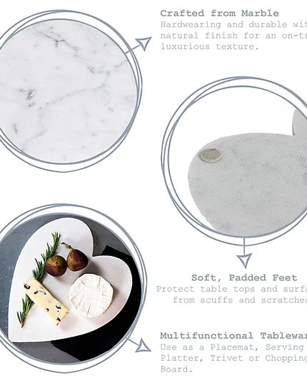 Argon Tableware Heart Marble Chopping Board - 23 x 27cm