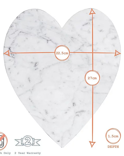 Argon Tableware Heart Marble Chopping Board - 23 x 27cm