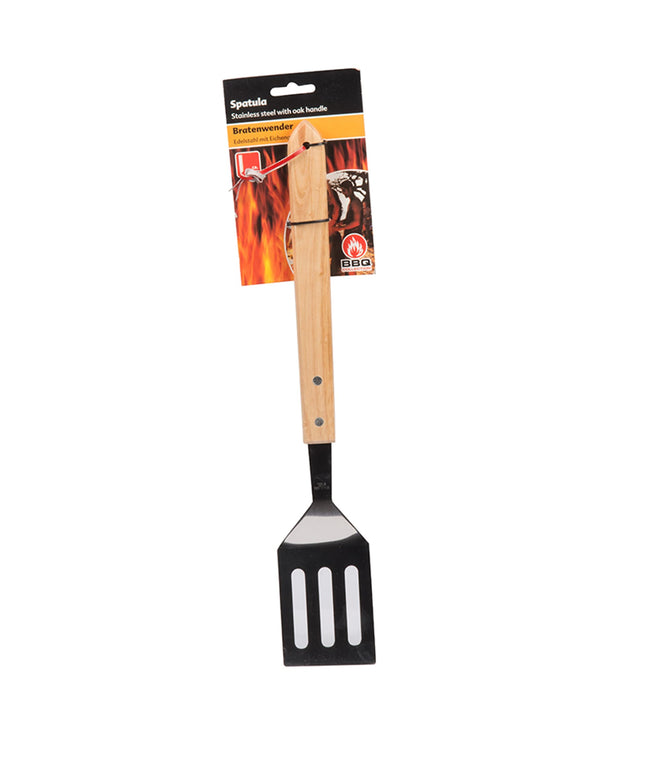 BBQ Grill Spatula 41cm – Stainless Steel with Oak Wooden Handle