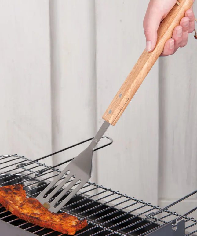 BBQ Grill Spatula 41cm – Stainless Steel with Oak Wooden Handle
