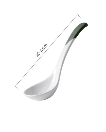 Nordic Grey Ceramic Serving Spoon – 20.5 cm with Gold Detail
