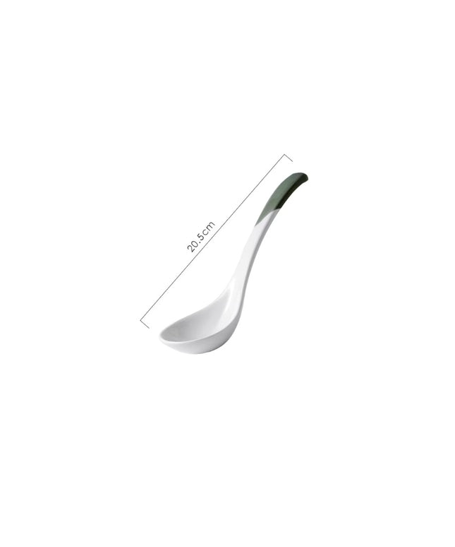 Nordic Grey Ceramic Serving Spoon – 20.5 cm with Gold Detail